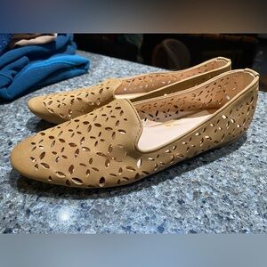 Jaclyn Smith Perforated Tan Flats